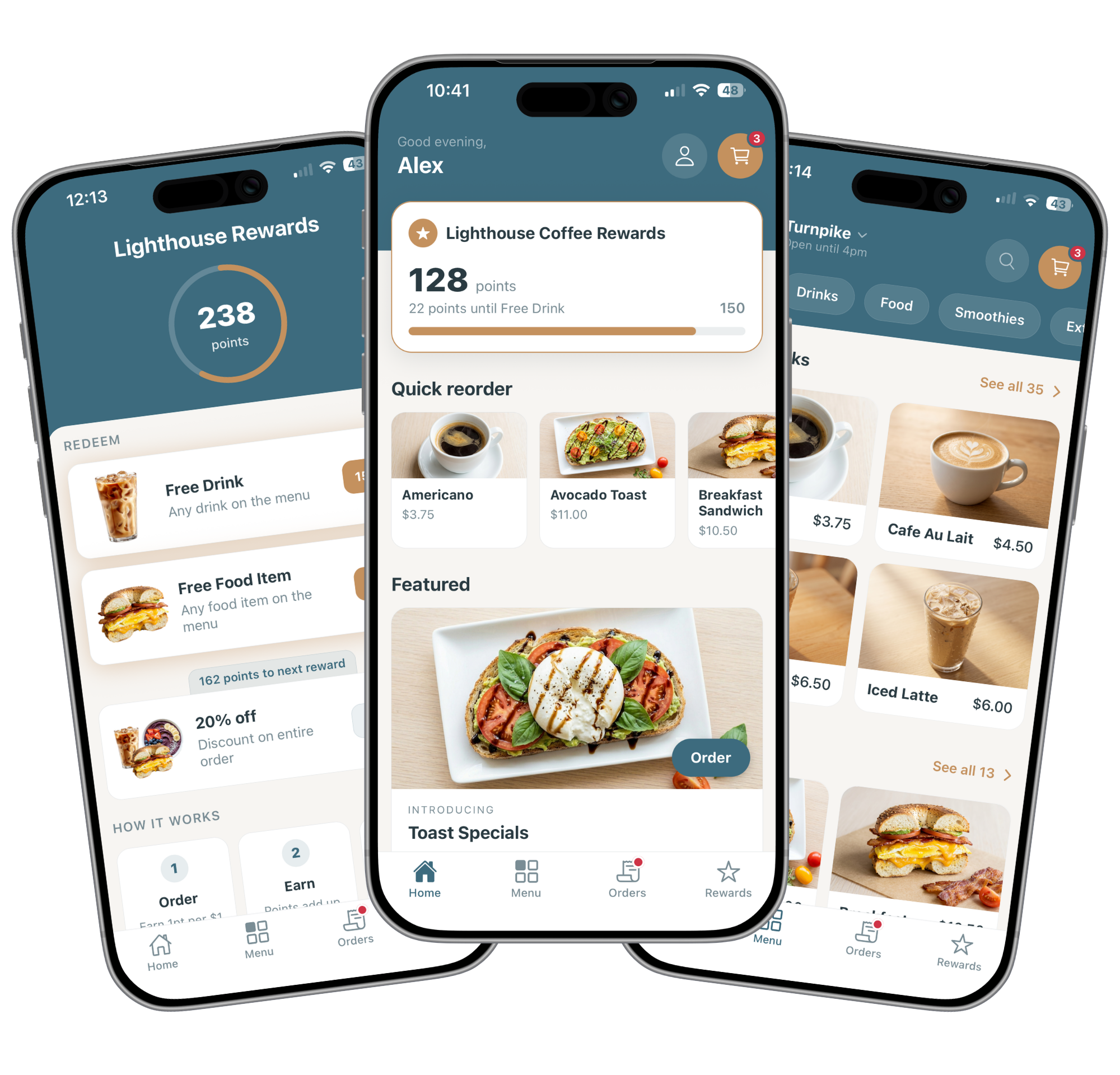 Three shop apps, each in its own brand